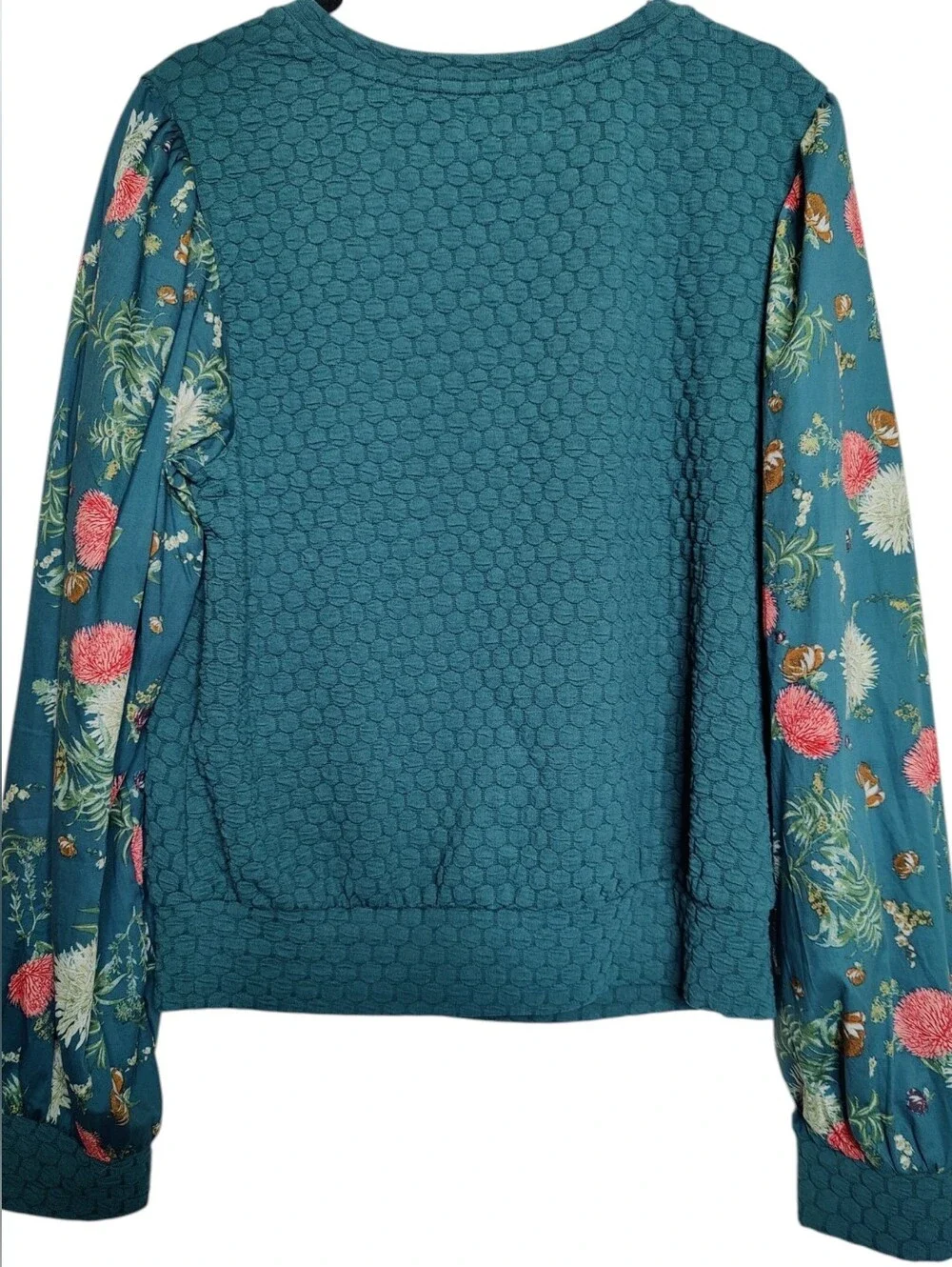 PORRIDGE ANTHROPOLOGIE Textured Sweatshirt M Green Floral NWT